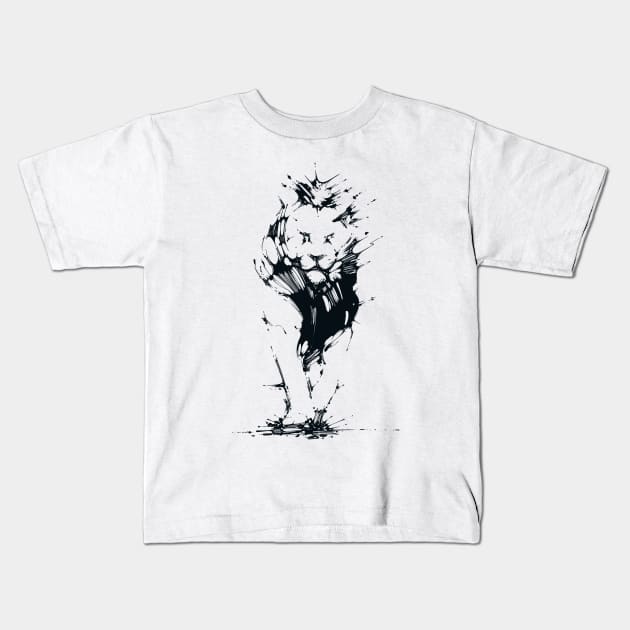 Lion Ink Kids T-Shirt by Dagui